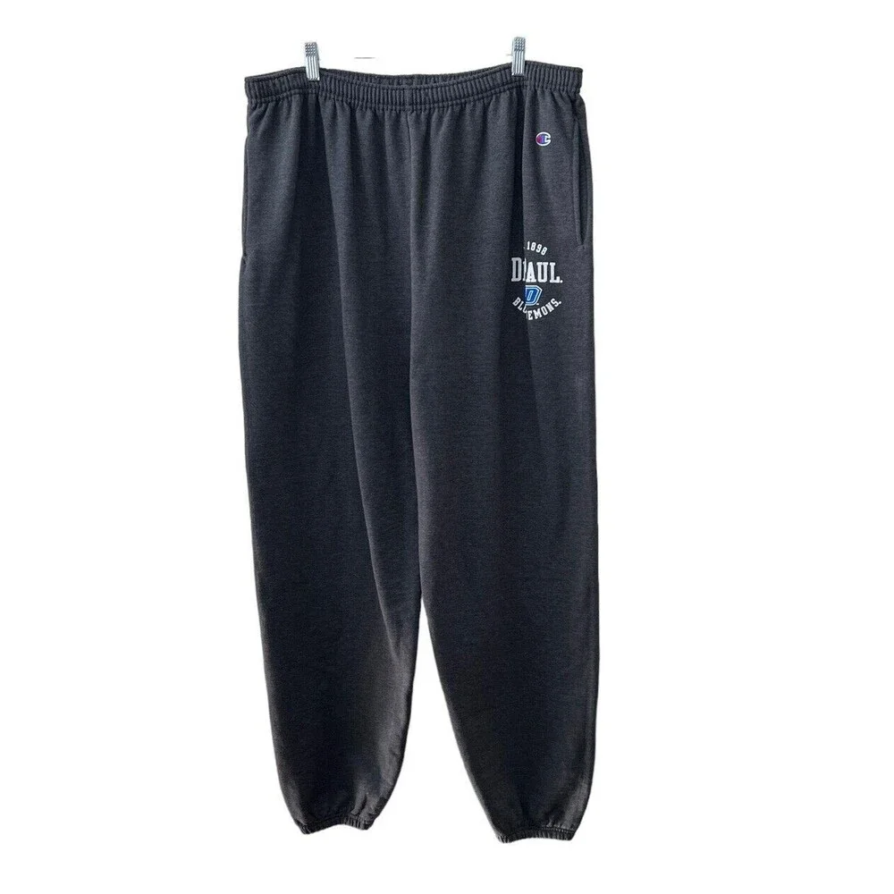 Champion Men's DePaul University Gray Closed Bottom Sweatpants Size 2XL